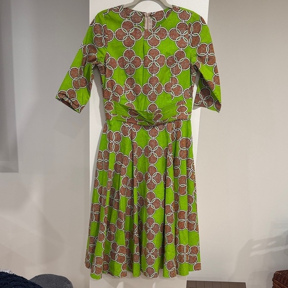 unbranded Dresses & Skirts - Boutique Green Retro Print Dress – Fit & Flare Mid-Length. Tag is missing.